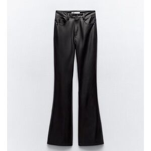 Zara Black Faux Leather Flared Pants